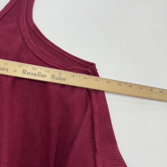 Free People Tank Top Womens Medium Red Sing La La Boho Cropped Festival Oversize - Picture 10 of 10